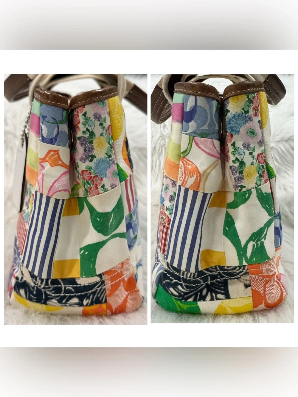 Vintage Coach Hampton Y2K Weekend Signature Multicolor Patchwork Tote 10454 GUC